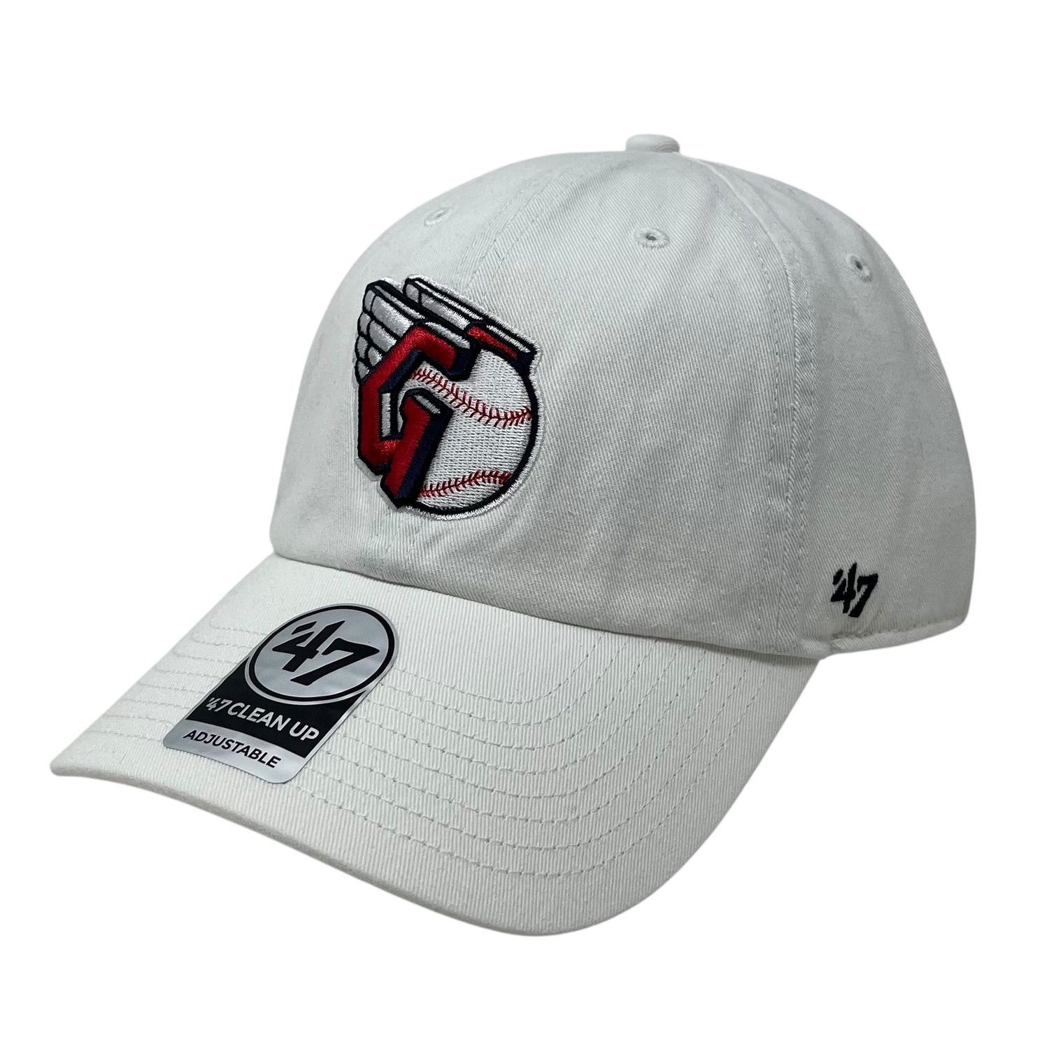 Cleveland Guardians Men’s White 47 Clean Up Adjustable Hat