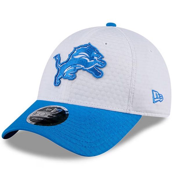 Detroit Lions Men's White New Era 9Forty 2024 Training Camp Adjustable Hat