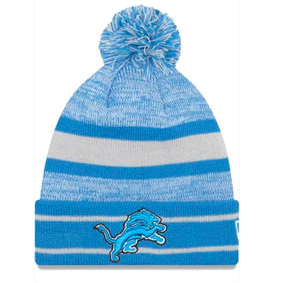 Detroit Lions Men's New Era Cuffed Pom Knit Hat
