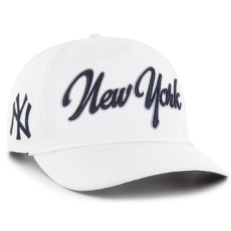 New York Yankees Men’s White Overhand Script 47 Hitch Snapback Hat