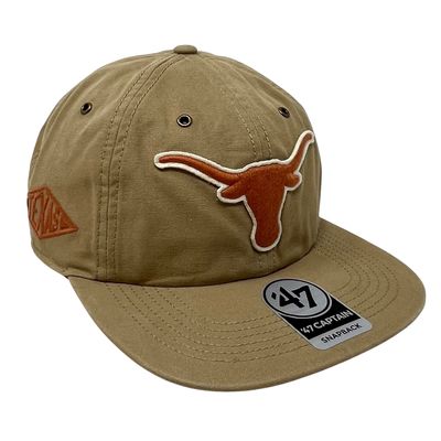 Texas Longhorns Men’s Khaki 47 Brand Captain Snapback Hat