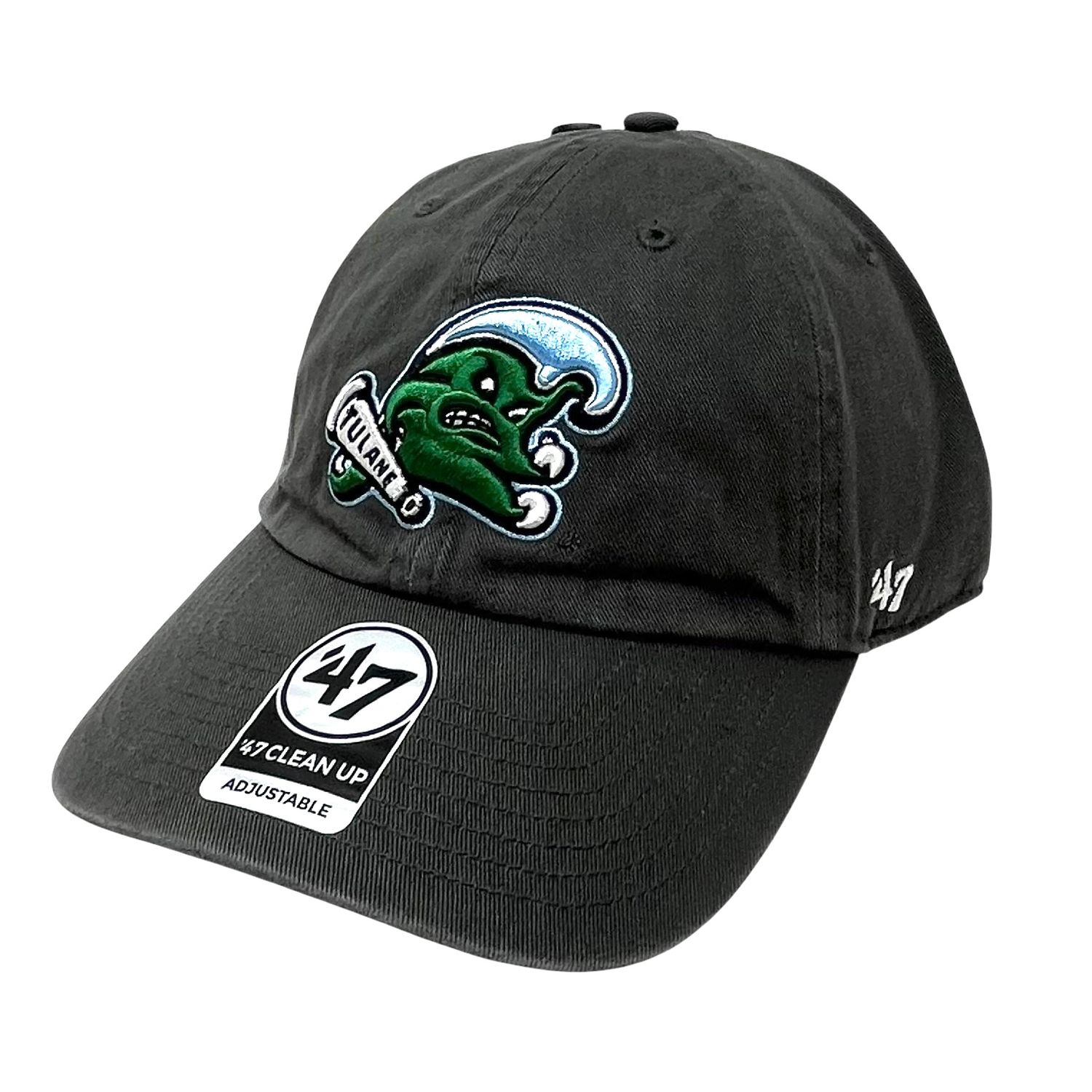 Tulane Green Wave Men’s Charcoal 47 Brand Clean Up Adjustable Hat