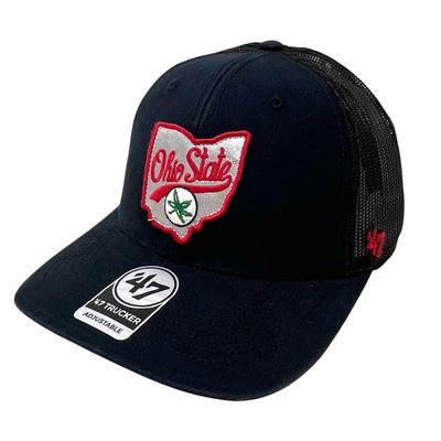 Ohio State Buckeyes Men’s Vintage Black 47 Brand Trucker Adjustable Hat