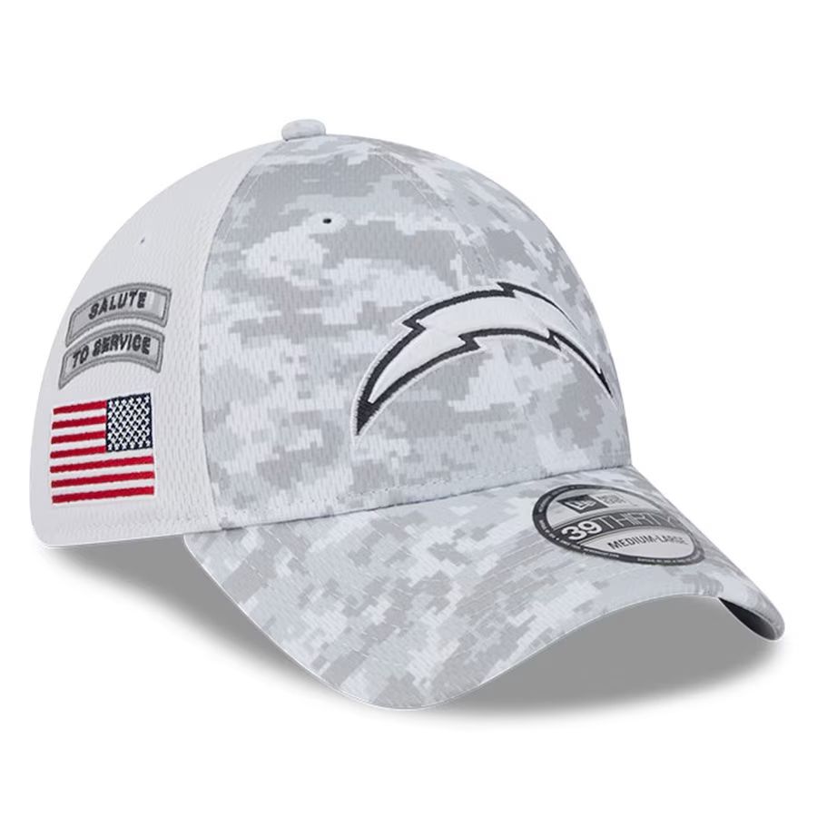 Los Angeles Chargers Men's New Era 39Thirty 2024 NFL Salute to Service Sideline Flex Fit Hat