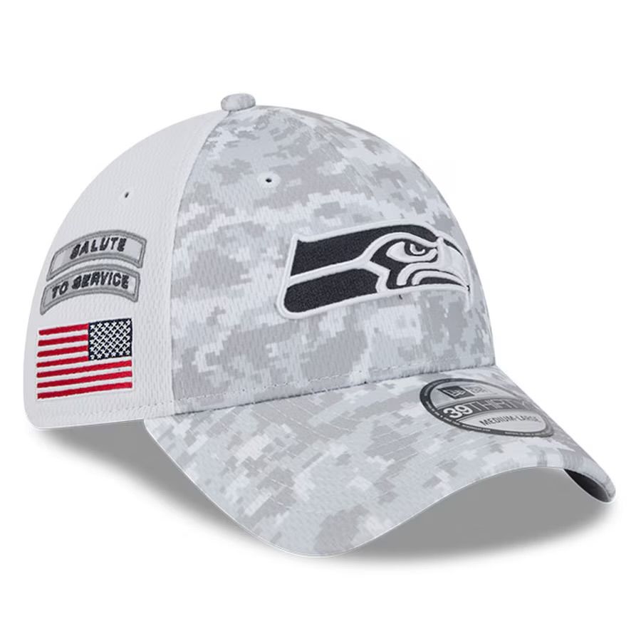 Seattle Seahawks Men's New Era 39Thirty 2024 NFL Salute to Service Sideline Flex Fit Hat