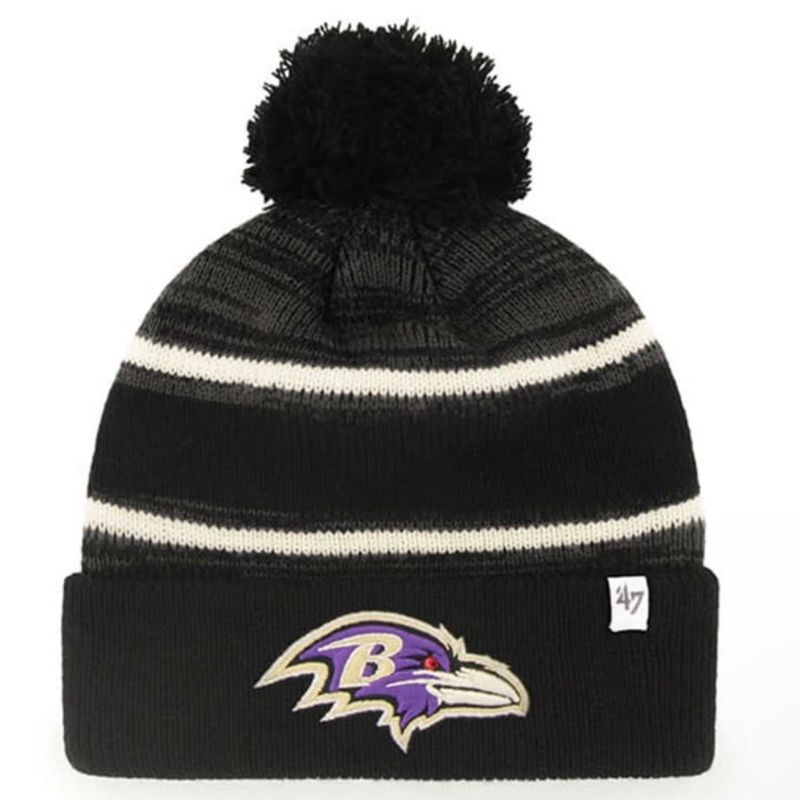 Baltimore Ravens Men’s Black 47 Brand Fairfax Cuffed Pom Knit Hat