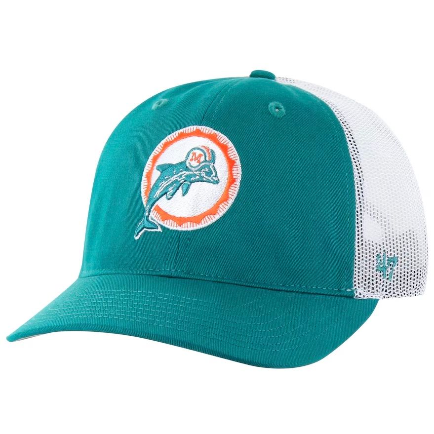 Miami Dolphins Men’s Historic Tailgate Teal 47 Trucker Snapback Hat
