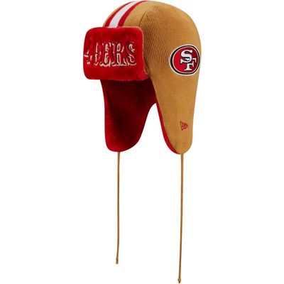 San Francisco 49ers Men's Gold New Era Helmet Head Trapper Knit Hat