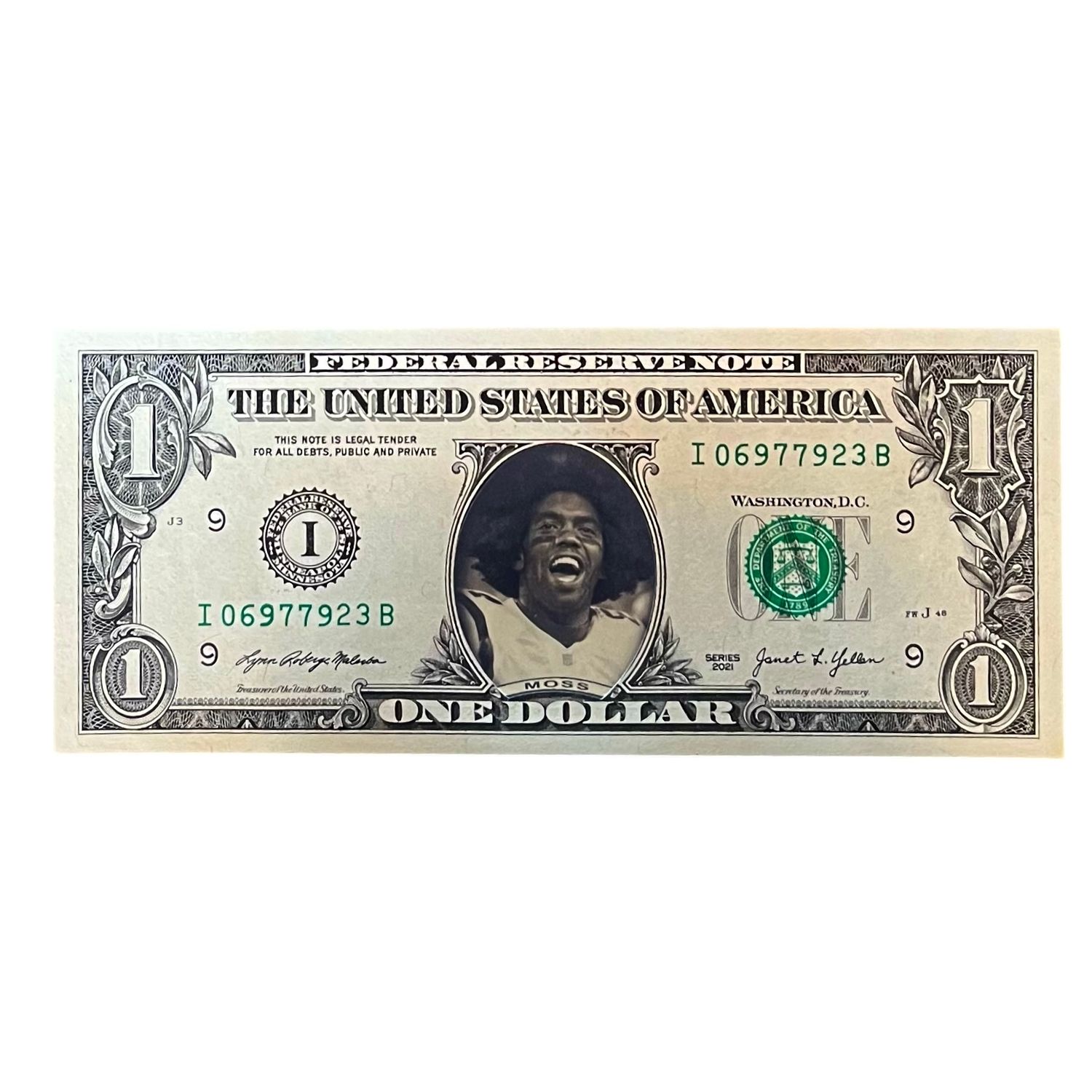 Randy Moss Famous Face Dollar Bill