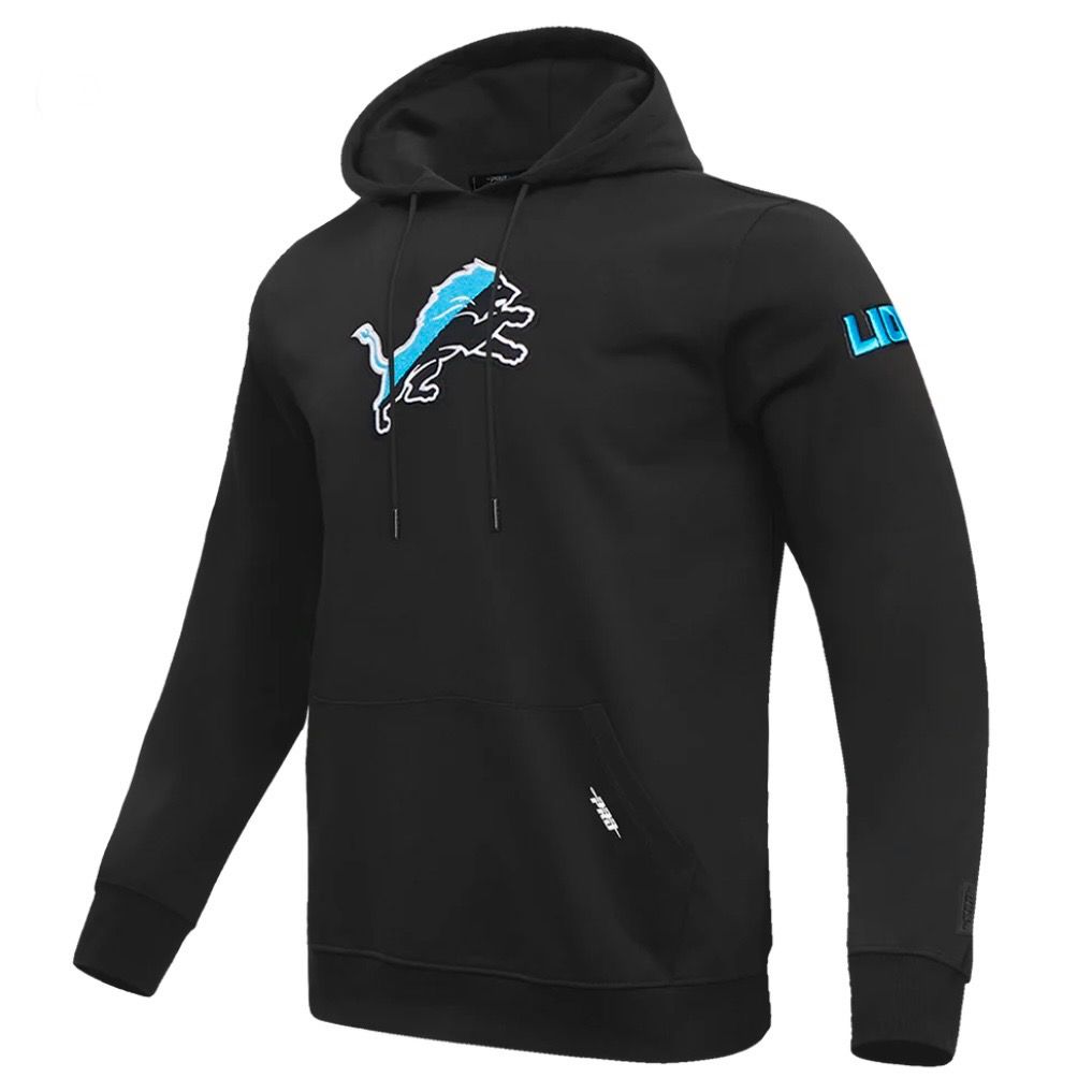 Detroit Lions Men’s Classic Black Patchwork Pro Standard Pullover Hoodie