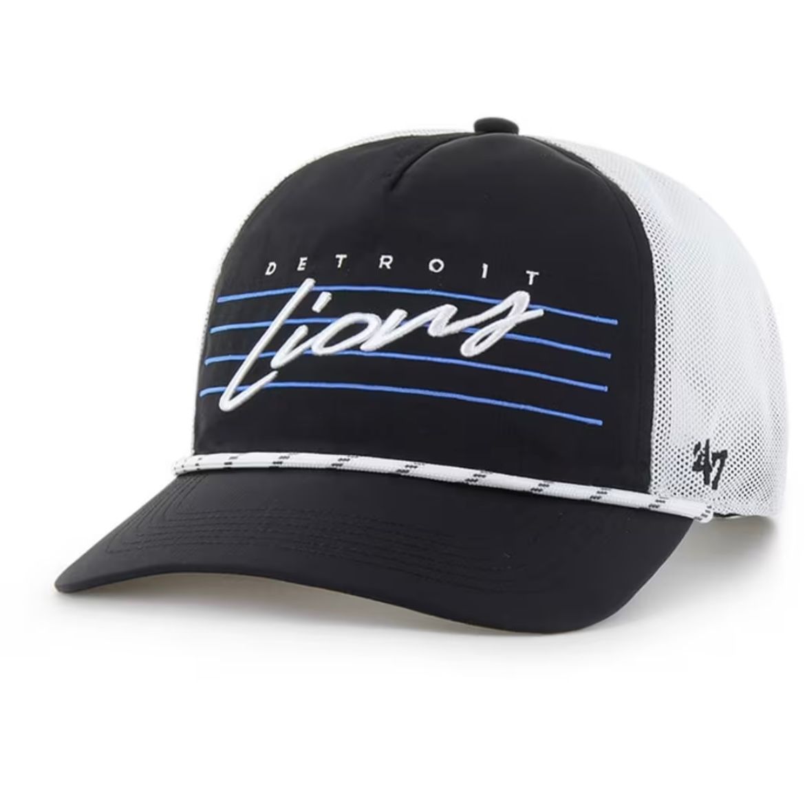 Detroit Lions Men’s Black Downburst Mesh 47 Trucker Snapback Hat