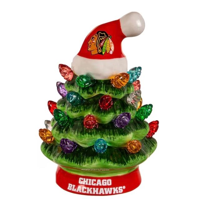 Chicago Blackhawks 4 Chicago Blackhawks 4" Ceramic LED Christmas Tree