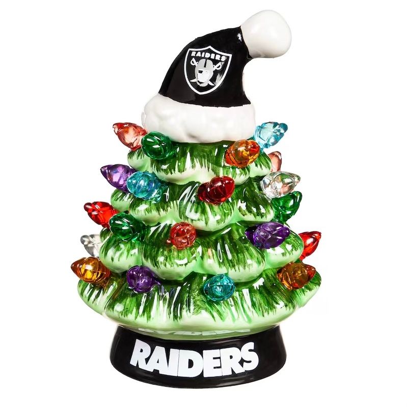 Las Vegas Raiders 4" Ceramic LED Christmas Tree