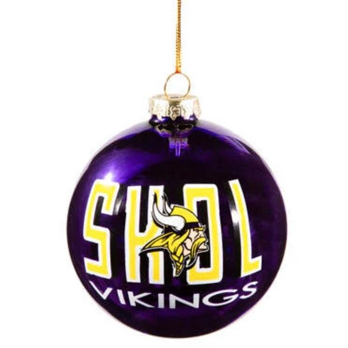 Minnesota Vikings Glass Snowball Ornament