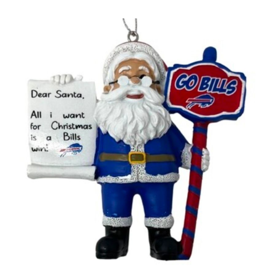 Buffalo Bills Santa w/ Scroll Ornament