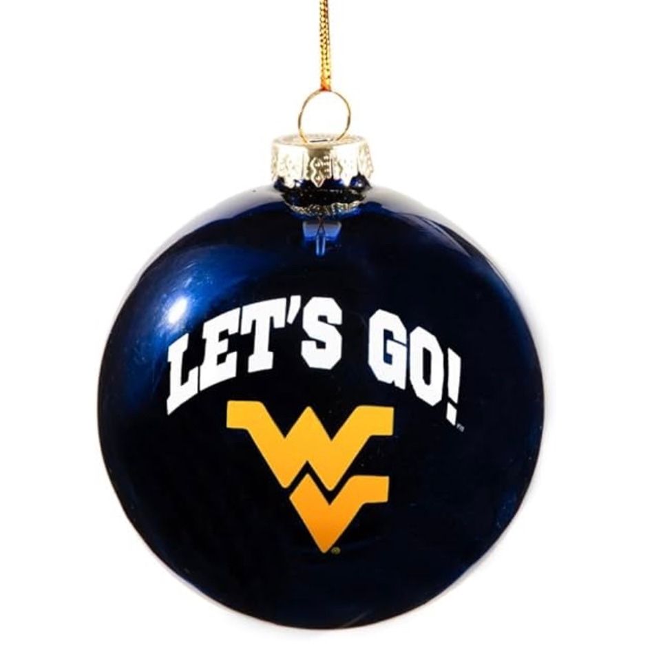 West Virginia Mountaineers Glass Snowball Ornament