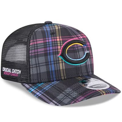 Chicago Bears Men’s New Era Black 2024 NFL Crucial Catch Plaid 9SEVENTY Trucker Snapback Hat
