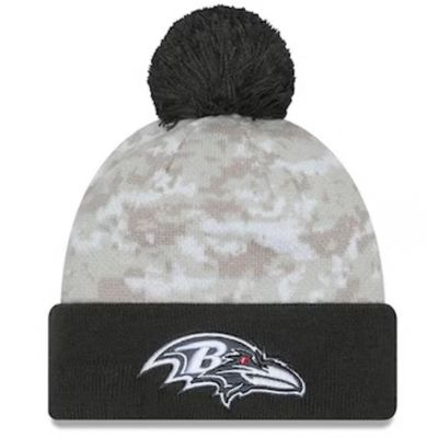 Baltimore Ravens Men’s 2024 NFL Salute to Service Cuffed Pom Knit Hat
