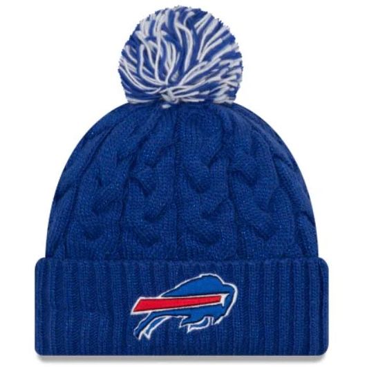 Buffalo Bills Women's New Era Cozy Cable Cuffed Knit Pom Hat