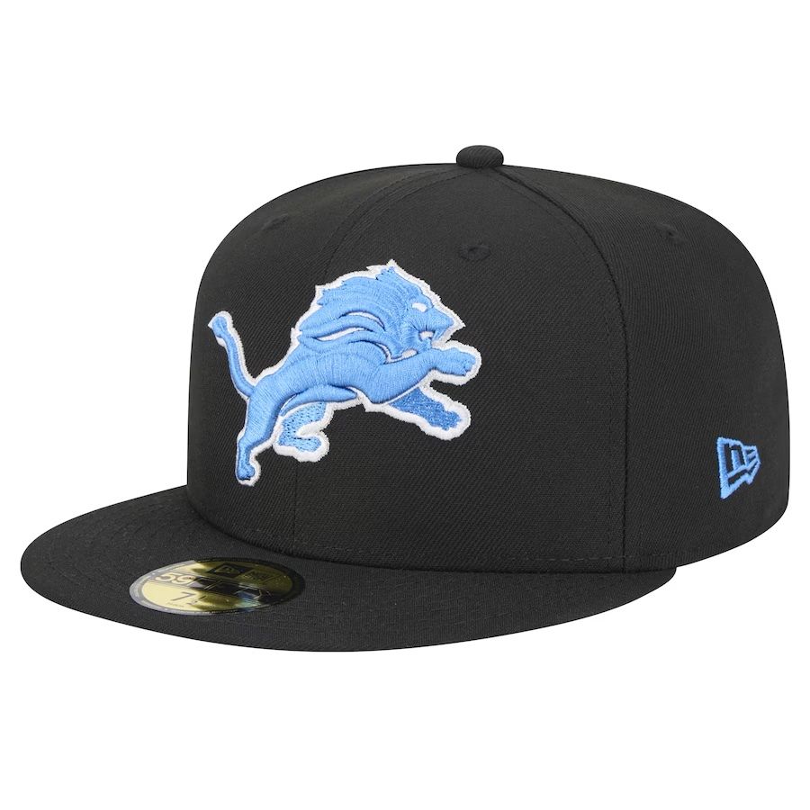 Detroit Lions Men's Black New Era Team Basic 59FIFTY Fitted Hat