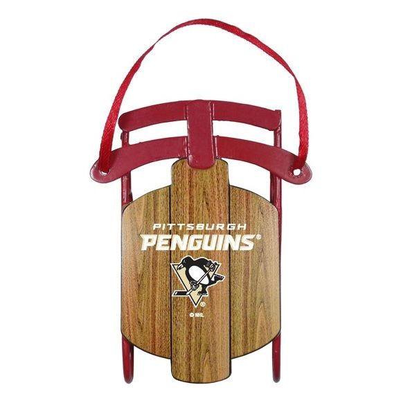 Pittsburgh Penguins Team Metal Sled Christmas Tree Ornament