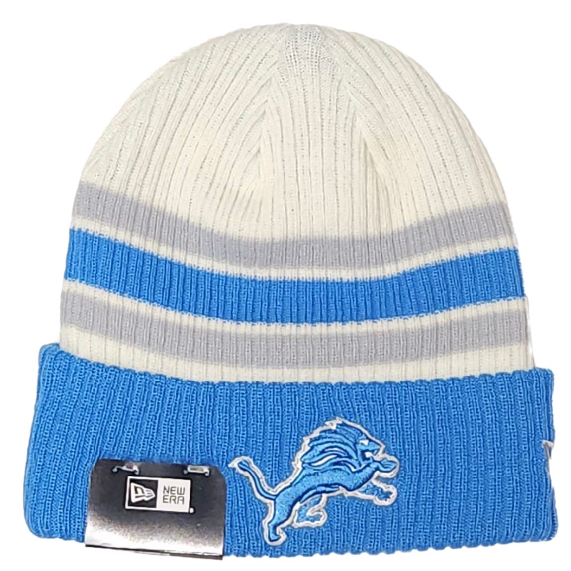 Detroit Lions Men's Cream New Era Cuffed Knit Hat