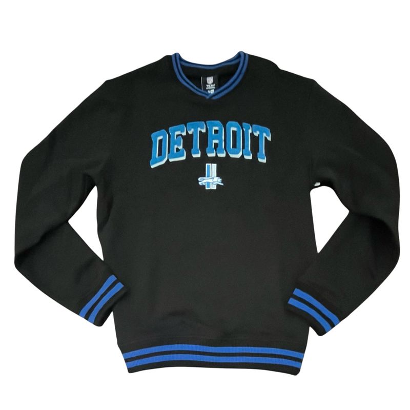 Detroit Lions Men's Historic Sport Night Black New Era Crewneck Sweatshirt