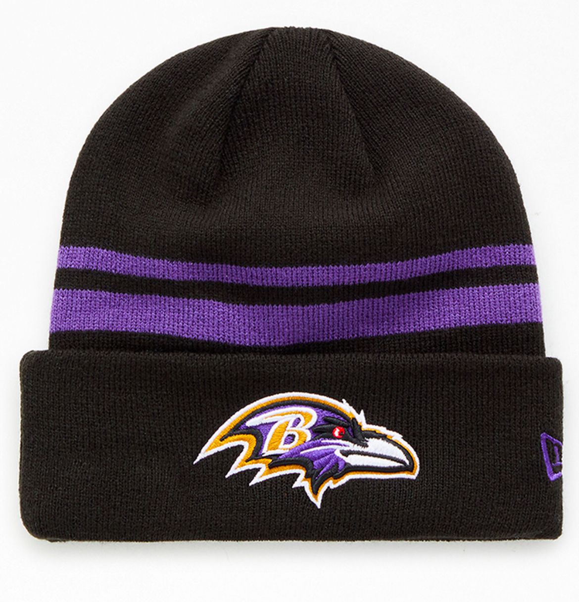 Baltimore Ravens Men's Black Striped New Era Cuffed Knit Hat