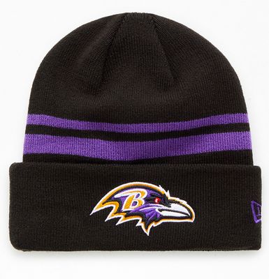 Baltimore Ravens Men's Black Striped New Era Cuffed Knit Hat
