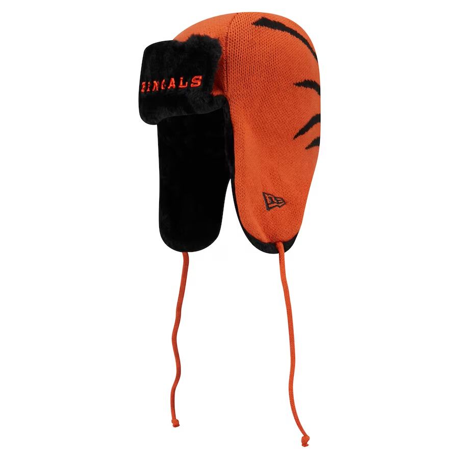 Cincinnati Bengals Men's Orange New Era Helmet Head Trapper Knit Hat