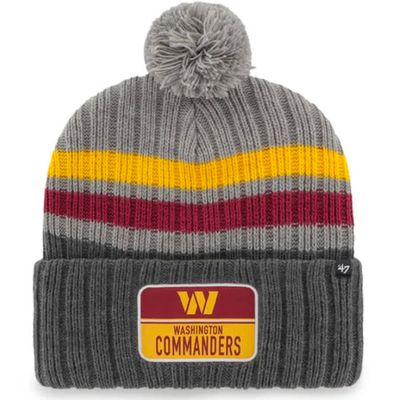 Washington Commanders Men’s Dark Gray Stack 47 Cuffed Pom Knit Hat