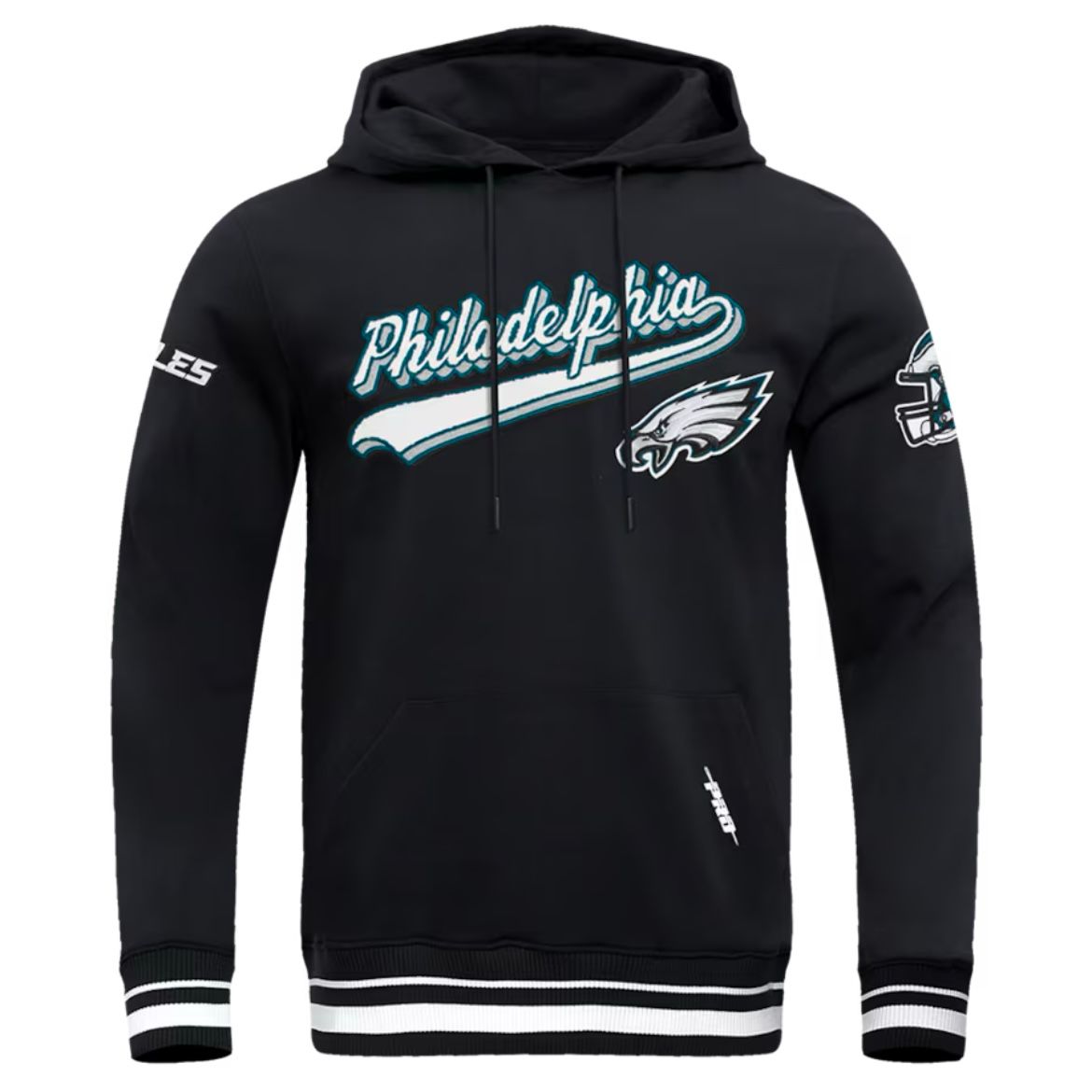 Philadelphia Eagles Men’s Black Script Tail Rib Fleece Pro Standard Pullover Hoodie