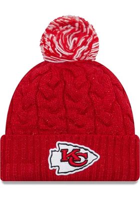 Kansas City Chiefs Women's New Era Cozy Cable Cuffed Knit Pom Hat
