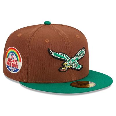 Philadelphia Eagles Men’s Brown Harvest New Era 1987 Pro Bowl Patch 59FIFTY Fitted Hat