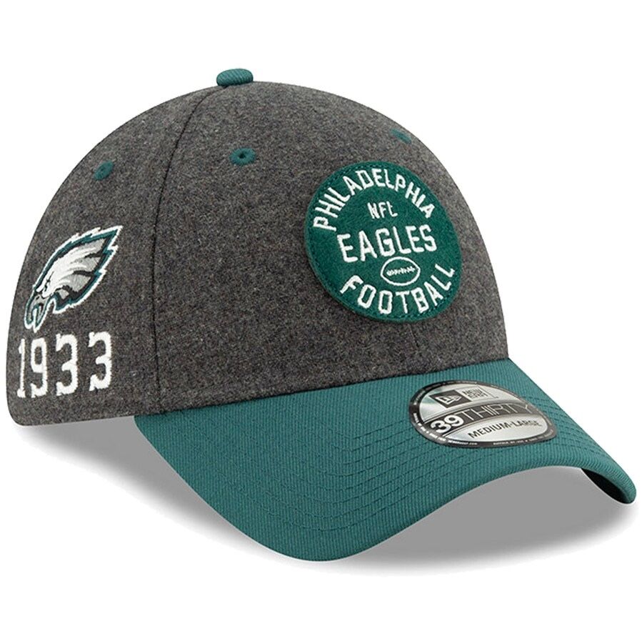 Philadelphia Eagles Men's New Era Charcoal Sideline 39THIRTY Flex Hat