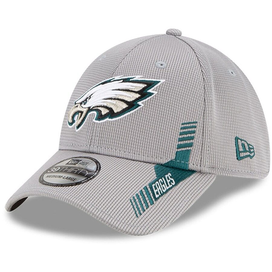 Philadelphia Eagles Men's New Era Gray Sideline 39THIRTY Flex Hat
