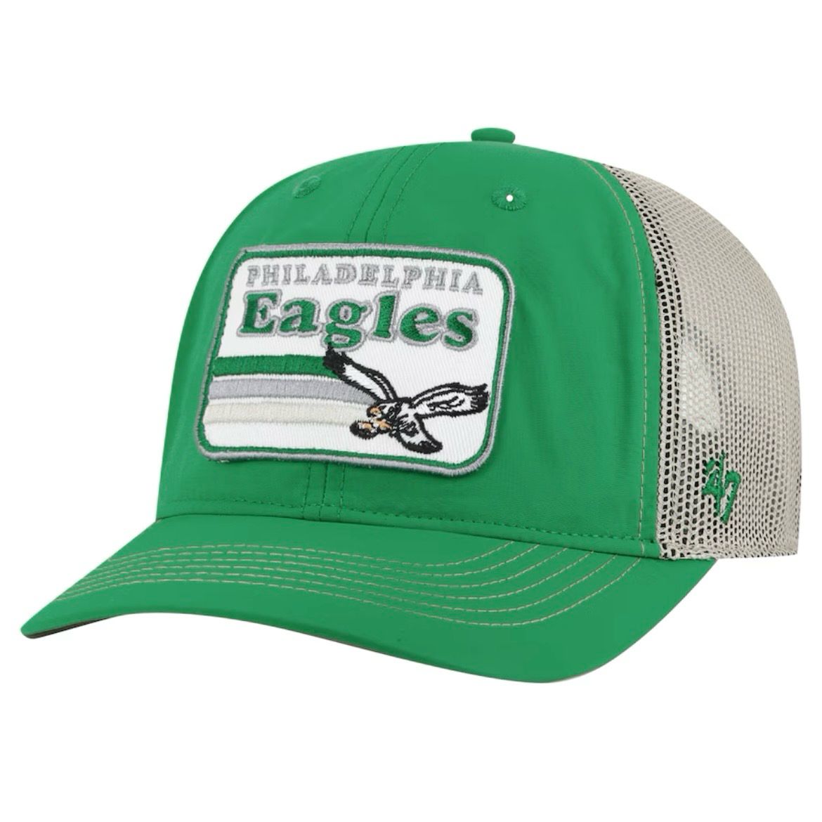 Philadelphia Eagles Men’s Kelly Green Historic Campscape 47 Brand Adjustable Trucker Hat