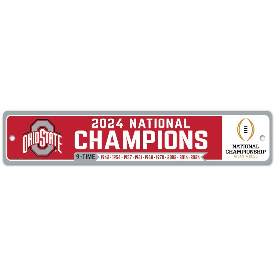 Ohio State Buckeyes 2024 National Champions 3.75" x 19" Team Street Sign