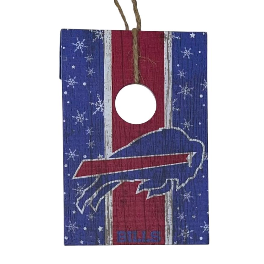 Buffalo Bills Christmas Wood Cornhole Board Ornament