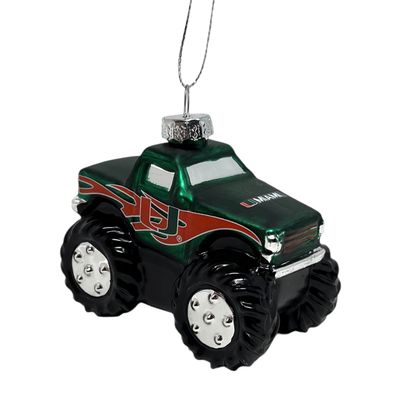 Miami Hurricanes Team Monster Truck Blown Glass Ornament Miami Hurricanes Team Monster Truck Blown Glass Ornament