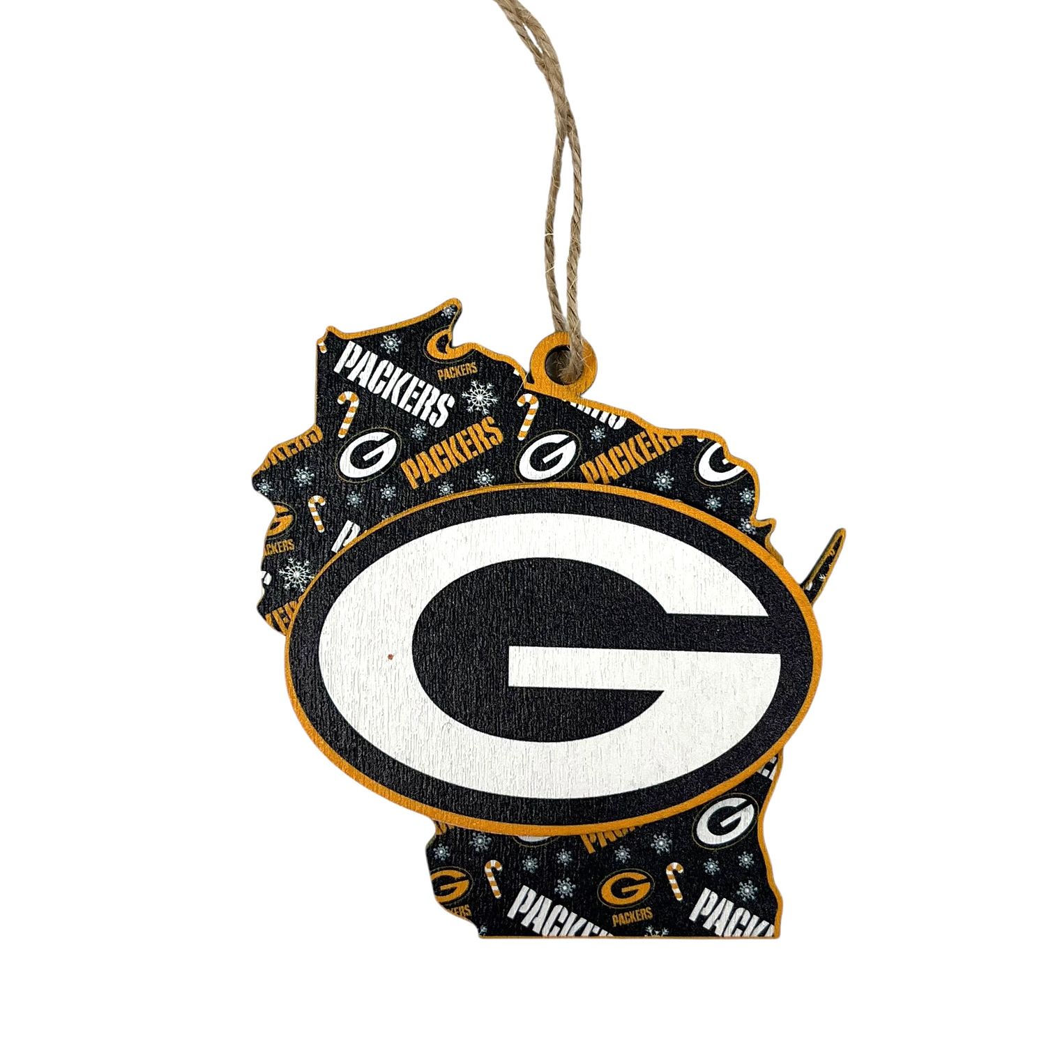 Green Bay Packers Team State Wooden Christmas Ornament