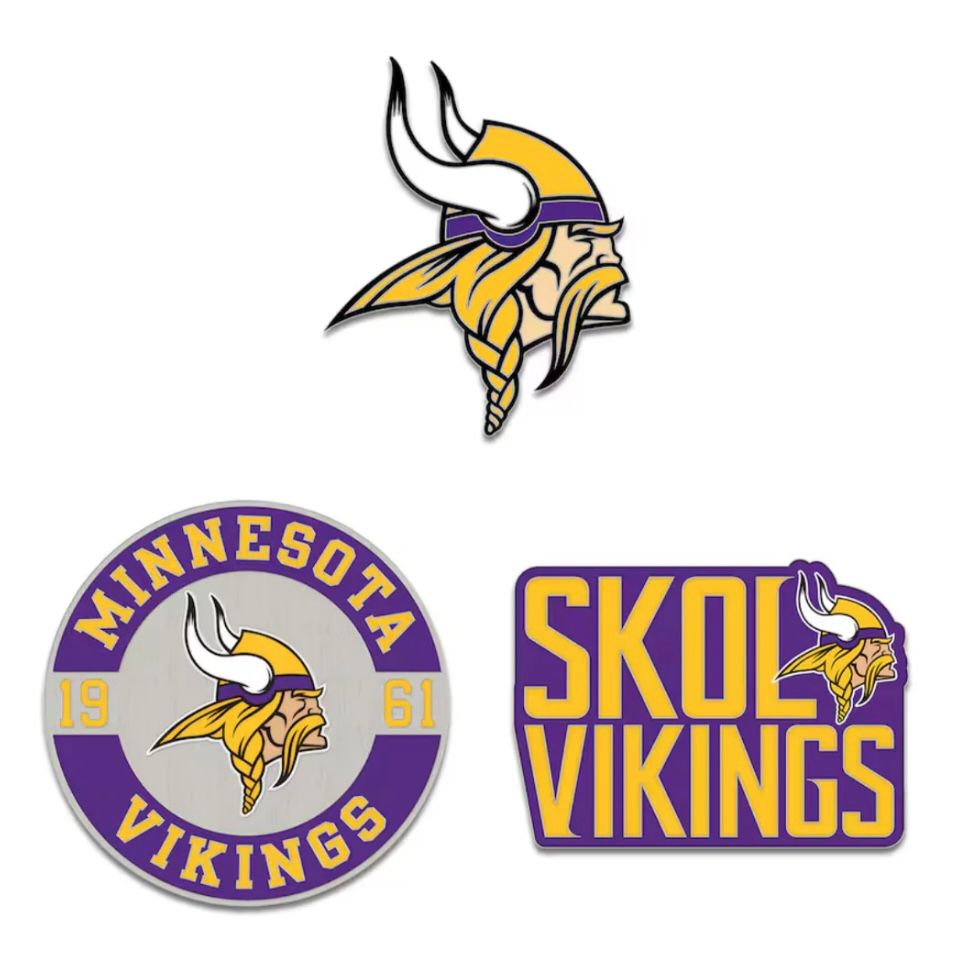 Minnesota Vikings Collectible 3 Piece Pin Set
