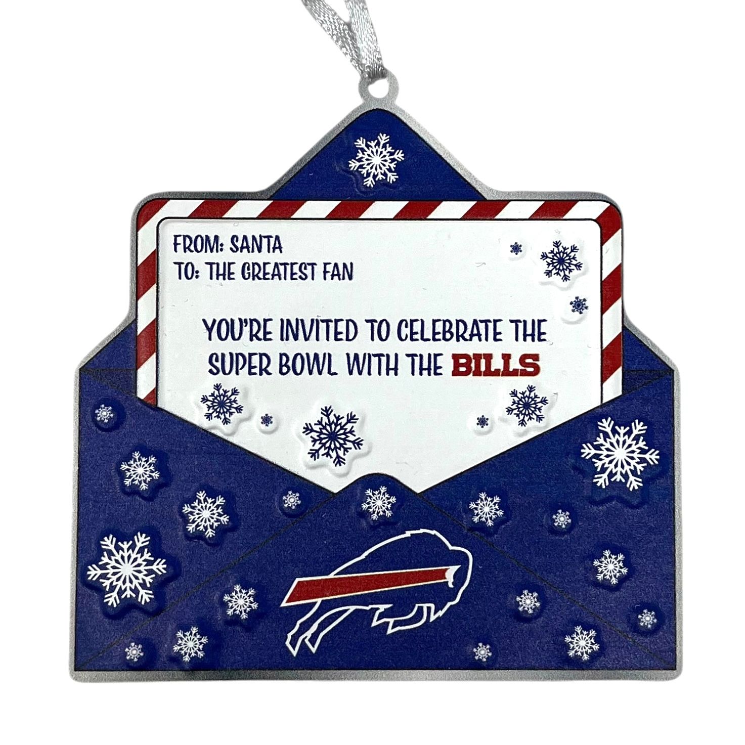 Buffalo Bills Santa Christmas Card Metal Ornament