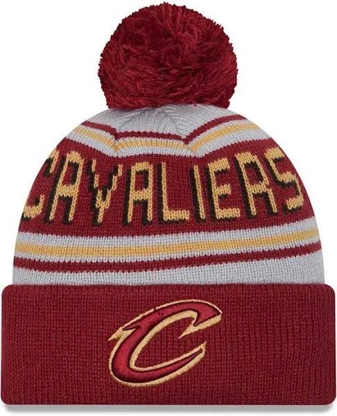 Cleveland Cavaliers Men's Evergreen Wordmark New Era Cuffed Pom Knit Hat