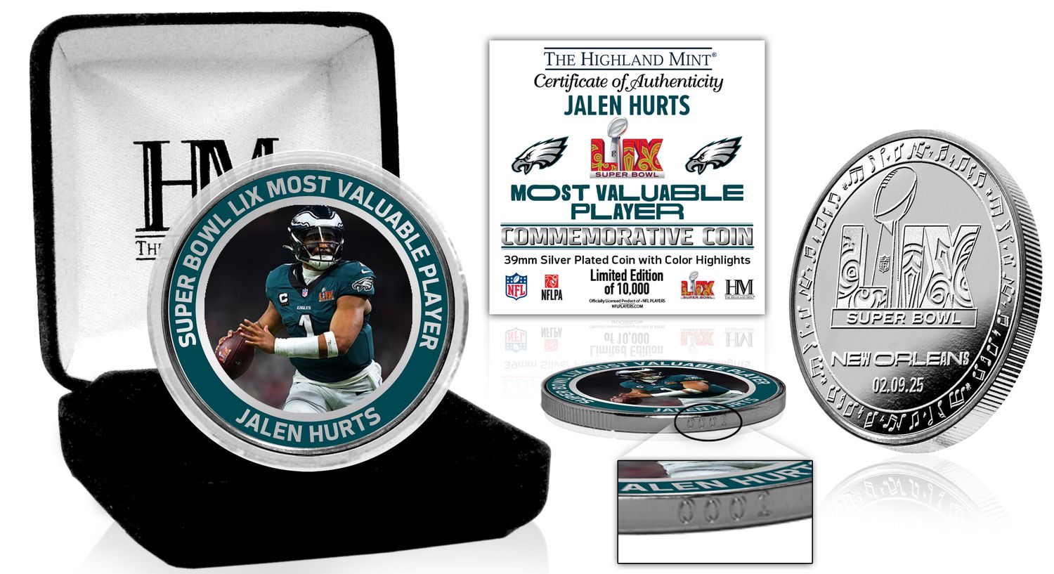 Philadelphia Eagles Super Bowl LIX MVP Jalen Hurts Silver Mint Coin