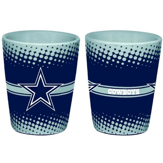 Dallas Cowboys 2 Ounce Full Wrap Collectible Shot Glass Set of 2