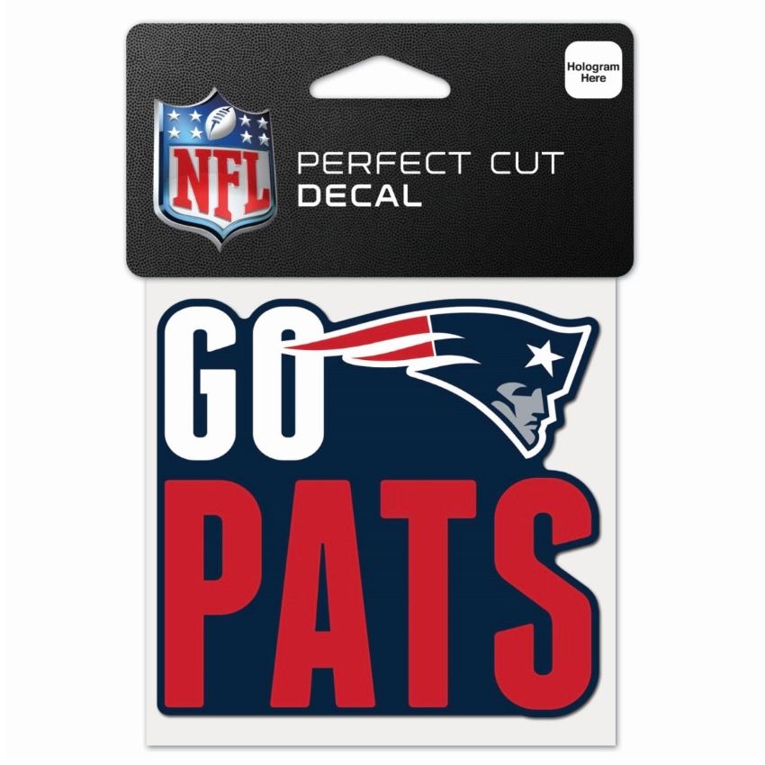 New England Patriots GO PATS 4" x 4" Perfect Cut Color Decal