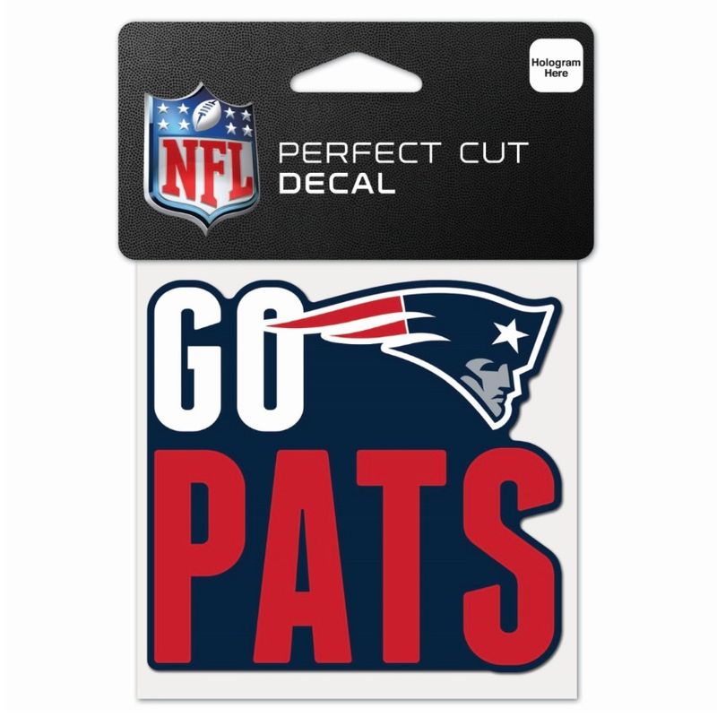 New England Patriots GO PATS 4" x 4" Perfect Cut Color Decal