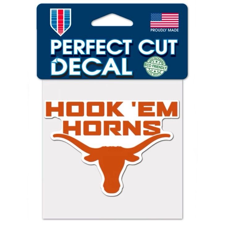 Texas Longhorns Hook 'em 4" x 4" Perfect Cut Color Decal
