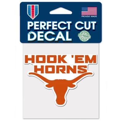 Texas Longhorns Hook 'em 4" x 4" Perfect Cut Color Decal